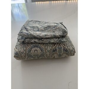 POTTERY BARN MacKenna Paisley Duvet Cover & 2 Cases Cotton Full Queen Blue Gray